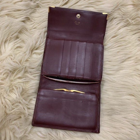 Vintage Cartier Trifold burgundy wallet - Picture 4 of 8